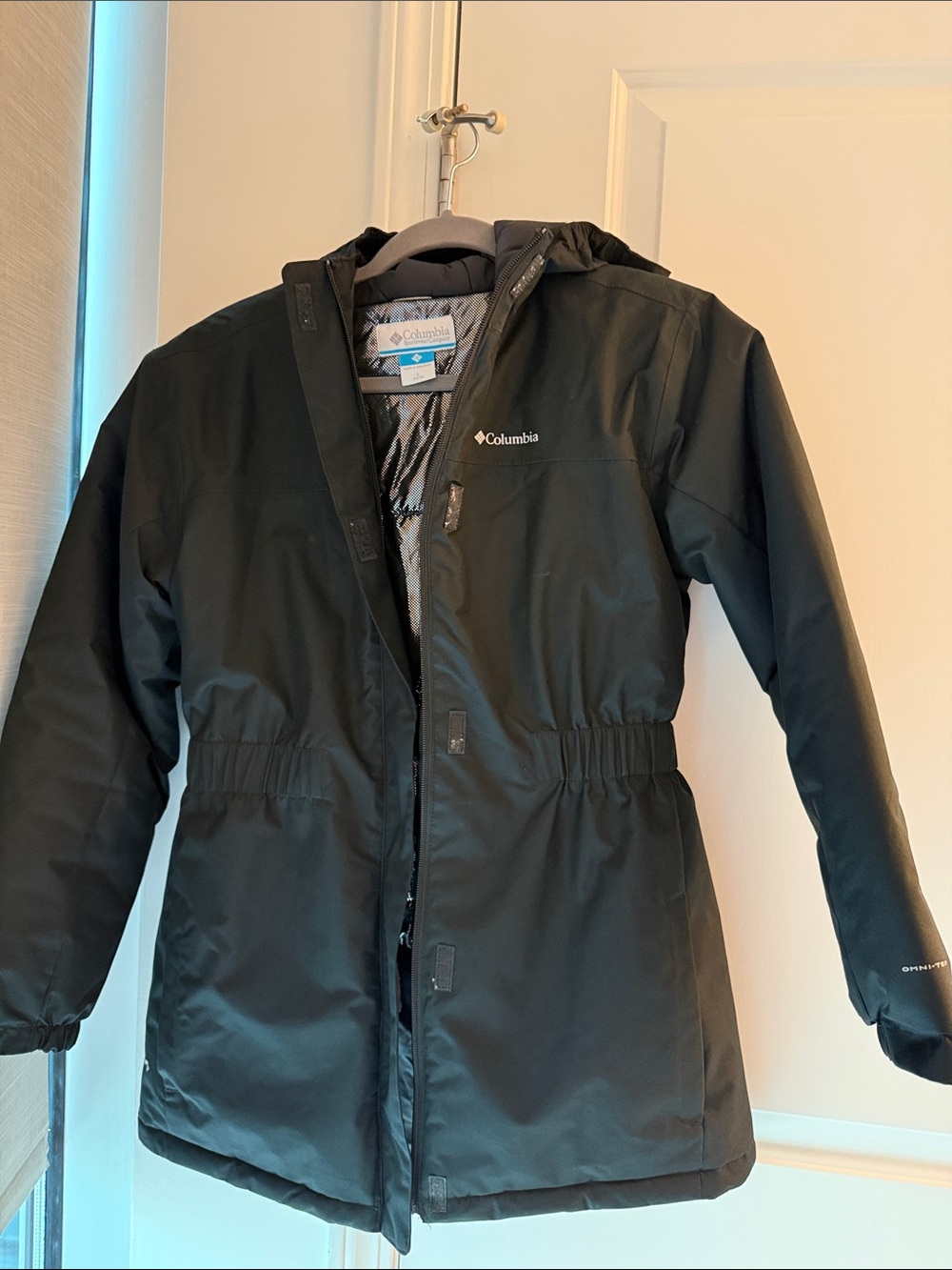 Columbia Kids Black Hooded Raincoat with Insulated Lining